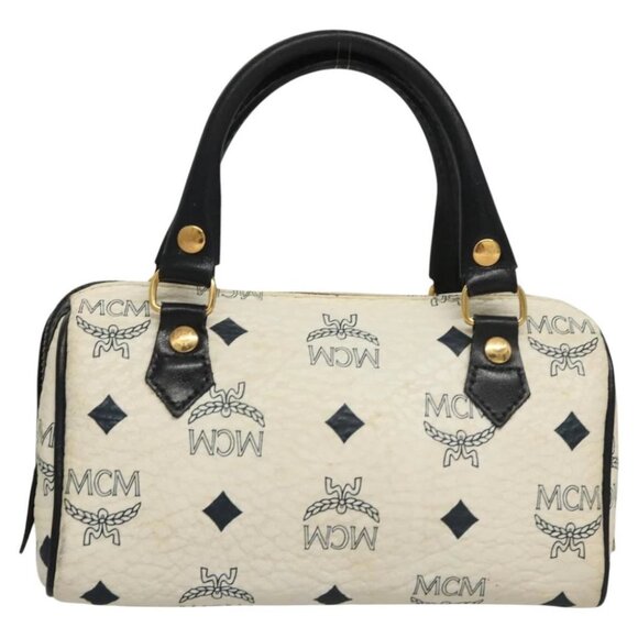 MCM Vicetos Logogram Hand Bag PVC Leather White - Picture 3 of 16